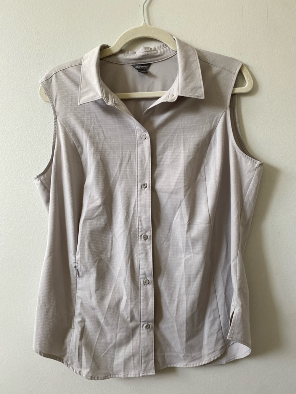 EDDIE Bauer Sleeveless Button-Down Technical Outdoor Hiking Top in Light Gray L